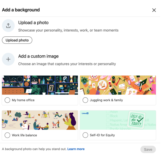 four different backgrounds you can use on your linkedin profile